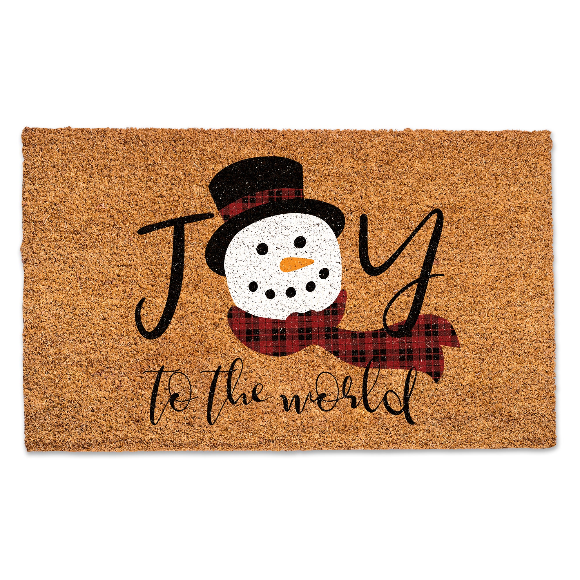 Joy to the World Snowman Door Mat