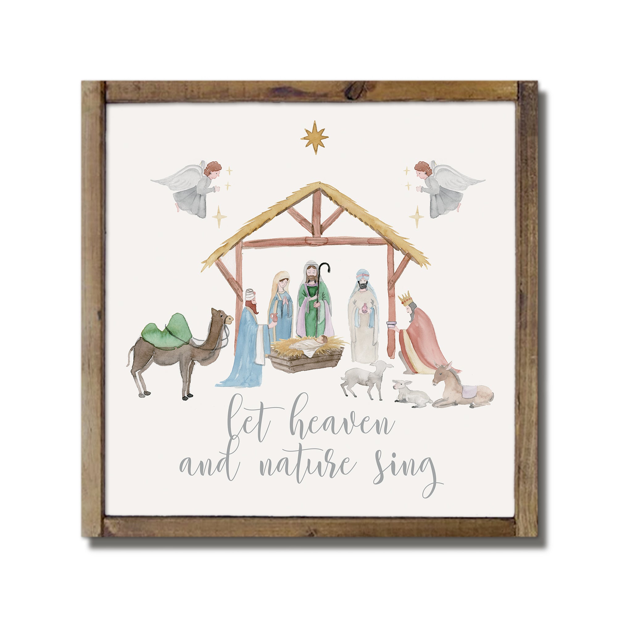 Let Heaven and Nature Sing Nativity Framed Wood Plaque