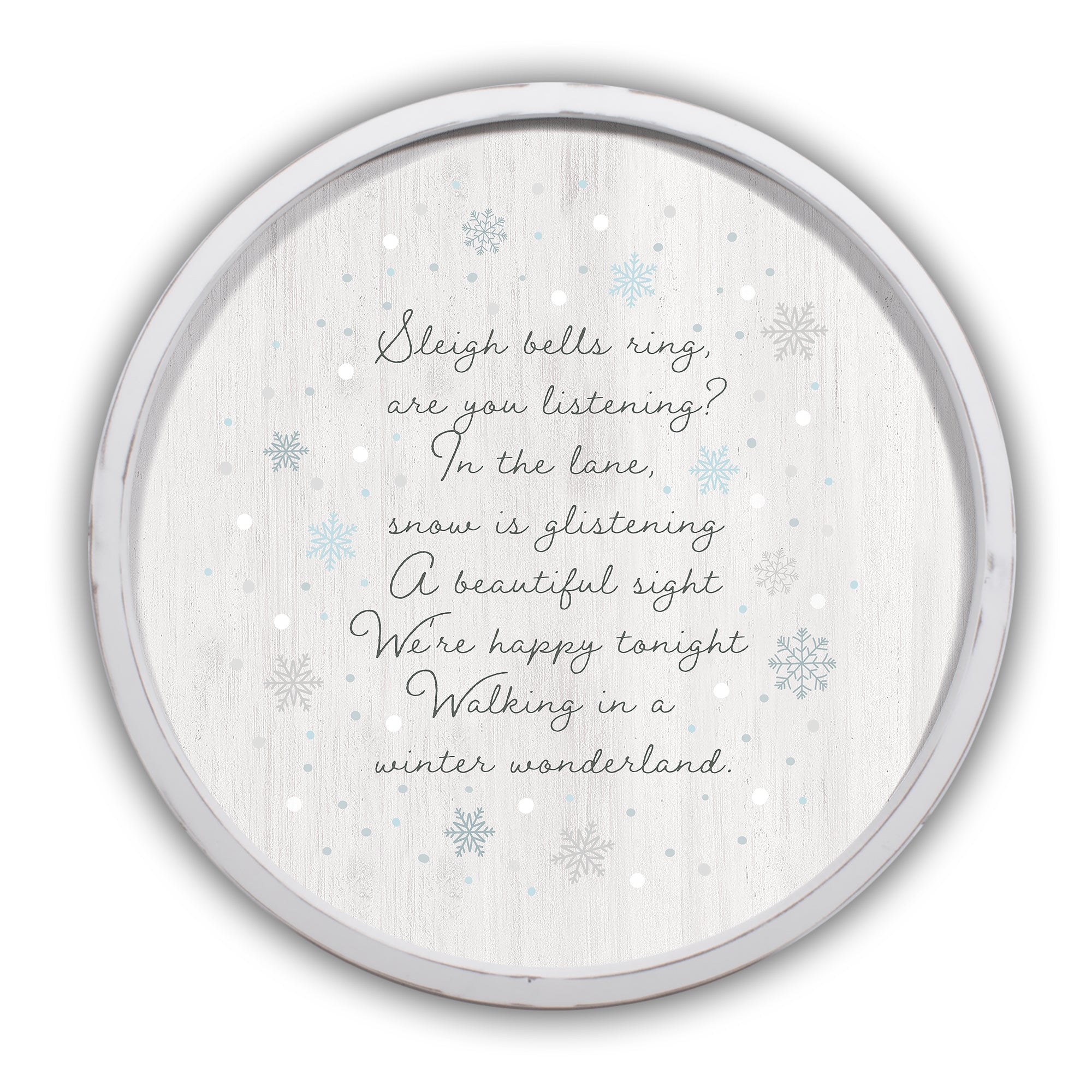 Walking in a Winter Wonderland Round White Framed Print